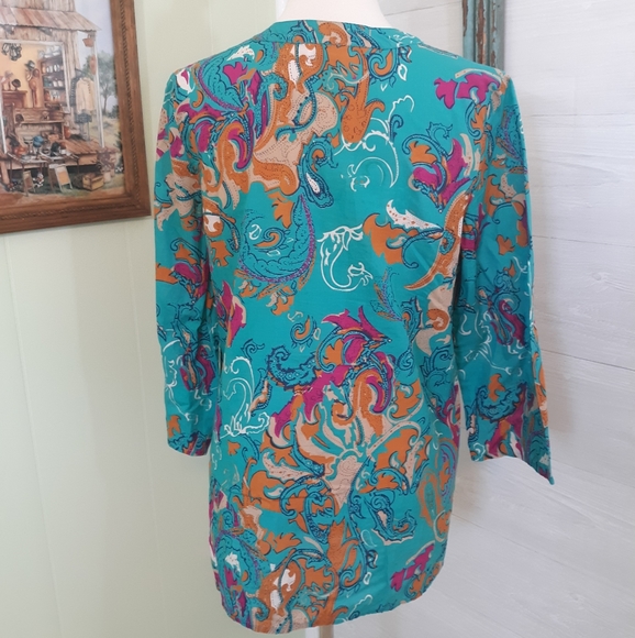 Charter club embroidery paisley tunic top sz 8 *H - Picture 3 of 7